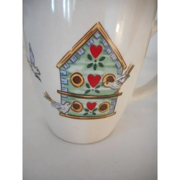 Vintage Lot of 2 Thomson Pottery Birdhouse Topiary Mugs #3 - Picture 5 of 7